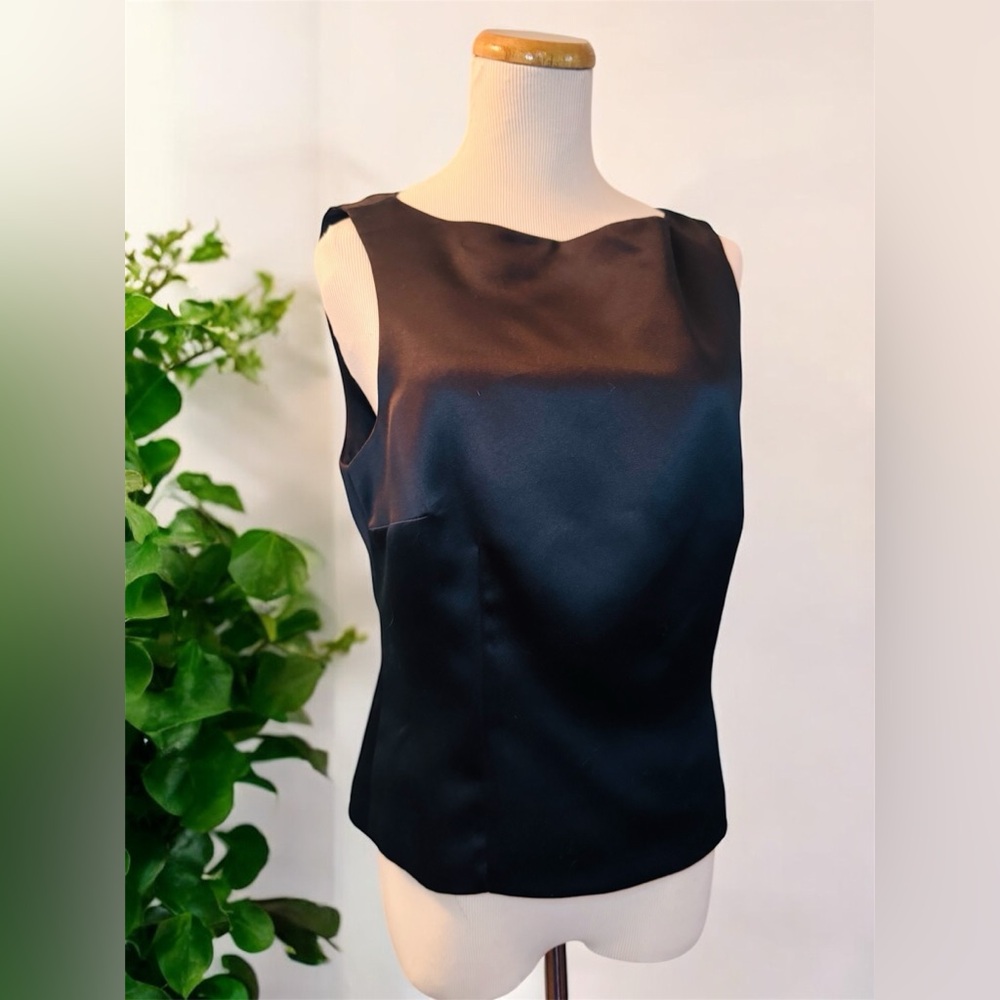 🆕 [Nicole Miller] Vintage Black Lined Satin Top Sz: 10